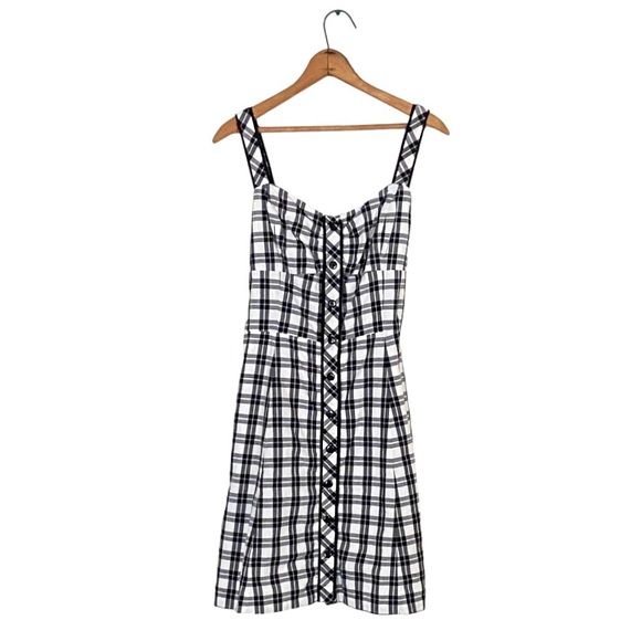 Donna B Taylor Sleeveless Gingham Button Front Dress Black & White Plaid Mini 12 - Picture 15 of 16